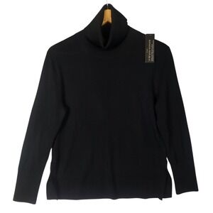 Banana Republic Merino Wool Turtleneck Sweater Women's Small Black Relaxed NWT